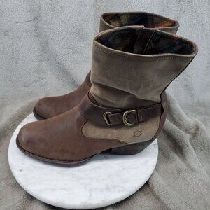 Born Shoes Womens Size 9 M Brown Leather Nevica Buckle Strap Foldover Boots
